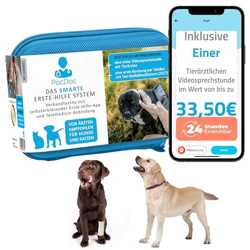 𝗘𝗿𝘀𝘁𝗲 𝗛𝗶𝗹𝗳𝗲 𝗦𝗲𝘁 𝗛𝘂𝗻𝗱 und Katze inklusive kostenloser App und Einer kostenlosen Videosprechstunde 24/7. PocDoc® Pet Connect bekannt aus Hund, Katz & Maus von Nature Pet