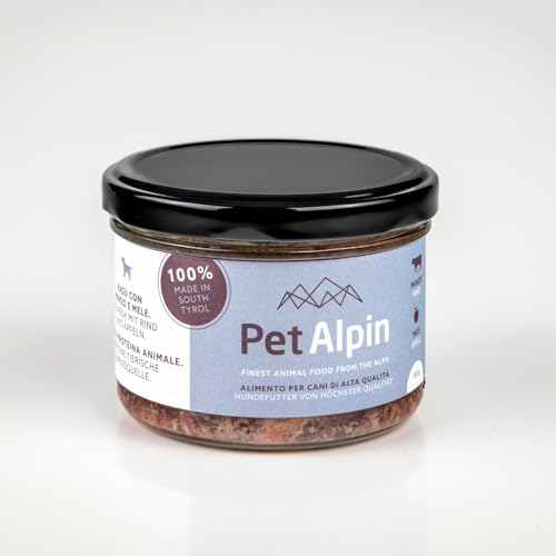 Pet Alpin hochwertiges Hundefutter aus Südtirol (180gr 24 Stück, Rind & Apfel) von Nature Pet