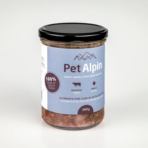 Pet Alpin hochwertiges Hundefutter aus Südtirol (380gr 12 Stück, Rind & Apfel) von Nature Pet