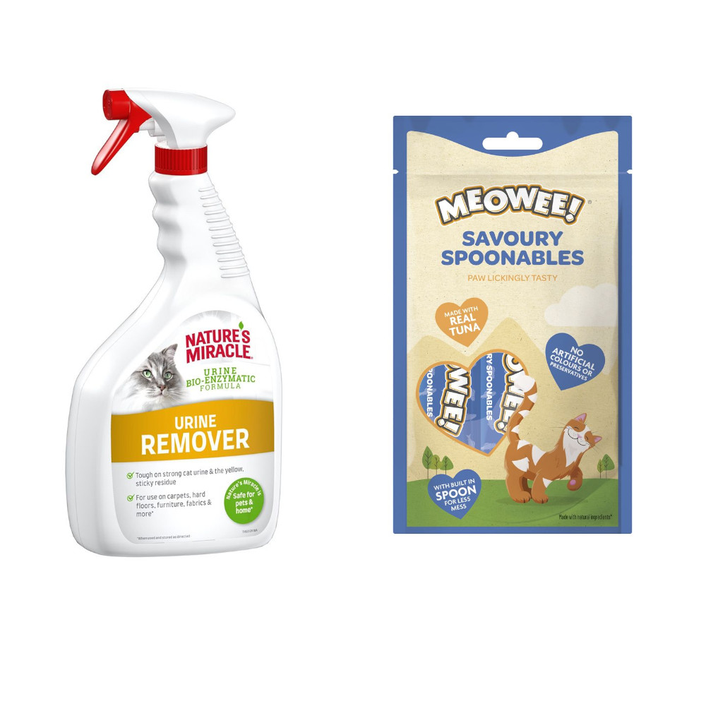Nature's Miracle + 8 x 14 g Meowee! Savoury Spoonables gratis! - 946 ml Urinflecken- und Geruchsentferner Nature's Miracle + 8 x 14 g Meowee! Savoury Spoonables gratis! - 946 ml Urinflecken- und Geruchsentferner von Nature's Miracle