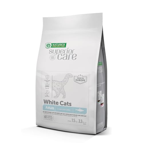 Nature's Protection Superior Care Getreidefreies Trockenfutter für Ausgewachsene Katzen - Mit Hering für Aller Rassen, Helles Fell Katzen - Keine Tränenflecken, Keine Haarballen - 1,5 kg. von Nature's Protection