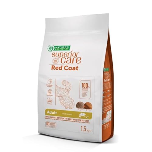 Nature's Protection Superior Care Red Coat Grain Free Dry Food For Adult Small and Mini Breeds Salmon No Tear Stains Hypoallergenic With Red Coat Enchancer 1,5 kg. von Nature's Protection