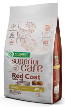 Nature's Protection Superior Care Red Coat Grain Free Dry Food For Adult Small and Mini Breeds Salmon No Tear Stains Hypoallergenic With Red Coat Enchancer 1,5 kg. von Nature's Protection