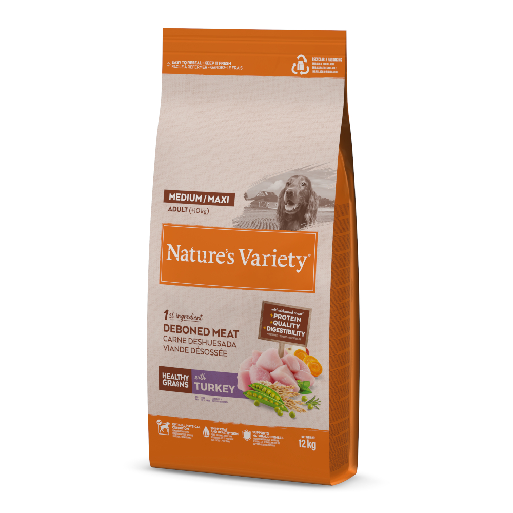 1 kg gratis! 10 / 12 kg Nature's Variety Medium/Maxi - 12 kg Healthy Grains Adult Truthahn von Nature’s Variety