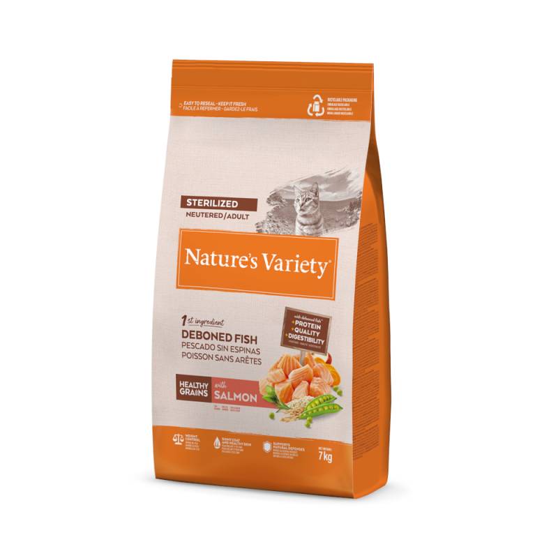 1 kg gratis! 7 kg Nature's Variety - Healthy Grains Sterilized Lachs von Nature’s Variety