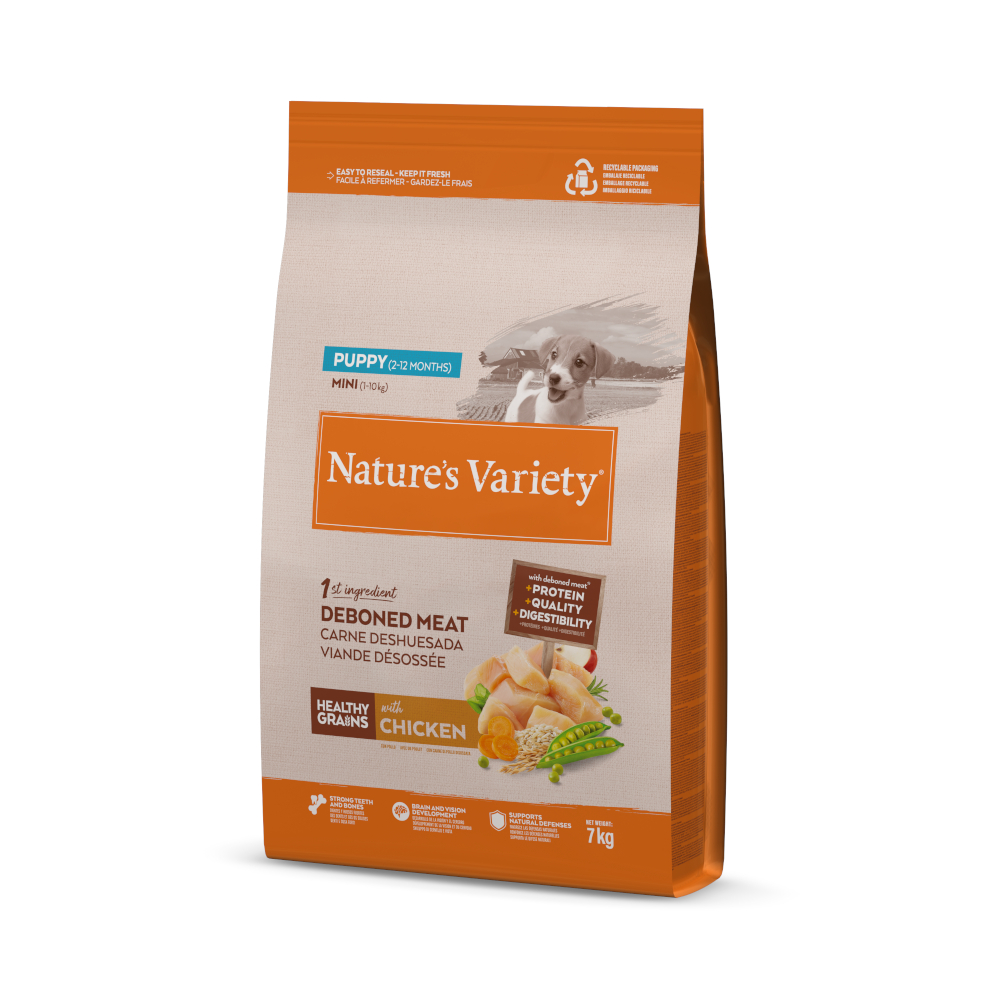 1 kg gratis! 7 kg Nature's Variety Mini - Healthy Grains Puppy Huhn von Nature’s Variety