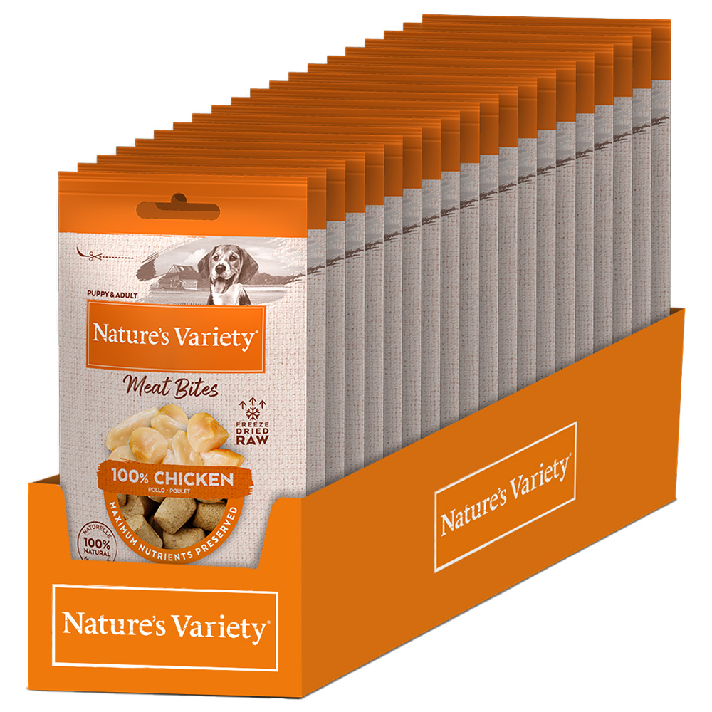 16 + 4 gratis! 20 x 20 g Nature's Variety Gefriergetrocknete Fleischhappen - Huhn von Nature’s Variety