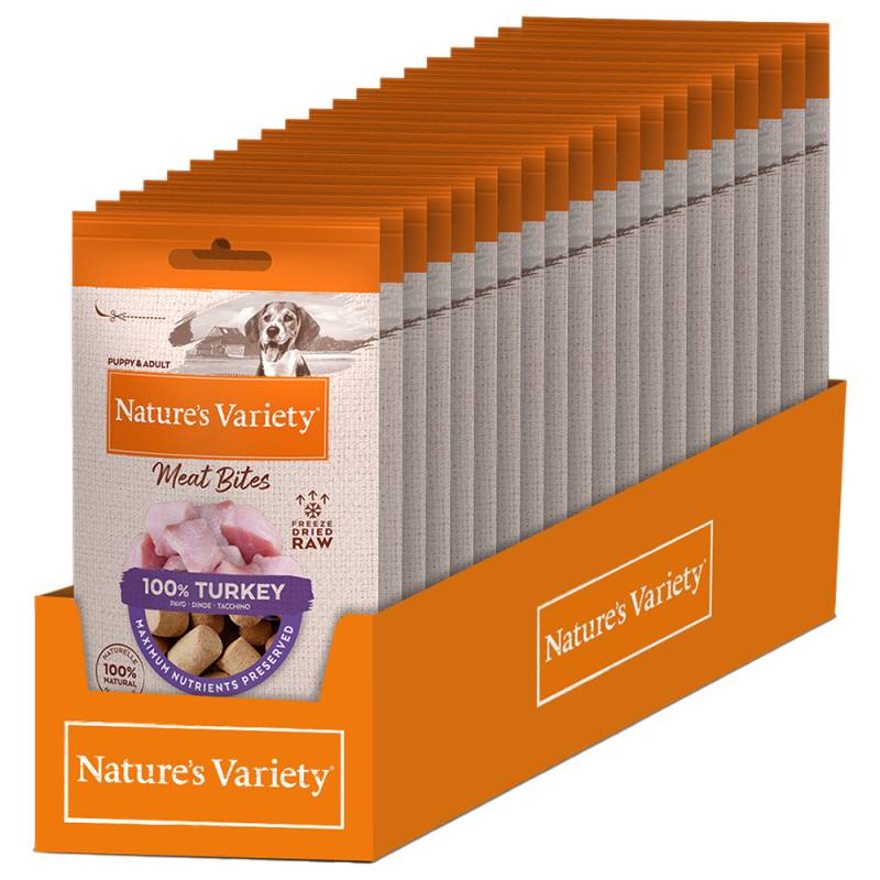 16 + 4 gratis! 20 x 20 g Nature's Variety Gefriergetrocknete Fleischhappen - Truthahn von Nature’s Variety