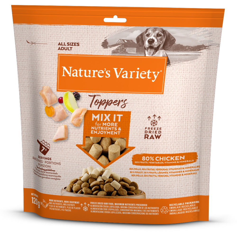 2 + 1 gratis! 3 x Nature's Variety Snacks - 3 x 120 g Gefriergetrocknete Topper: Huhn von Nature’s Variety