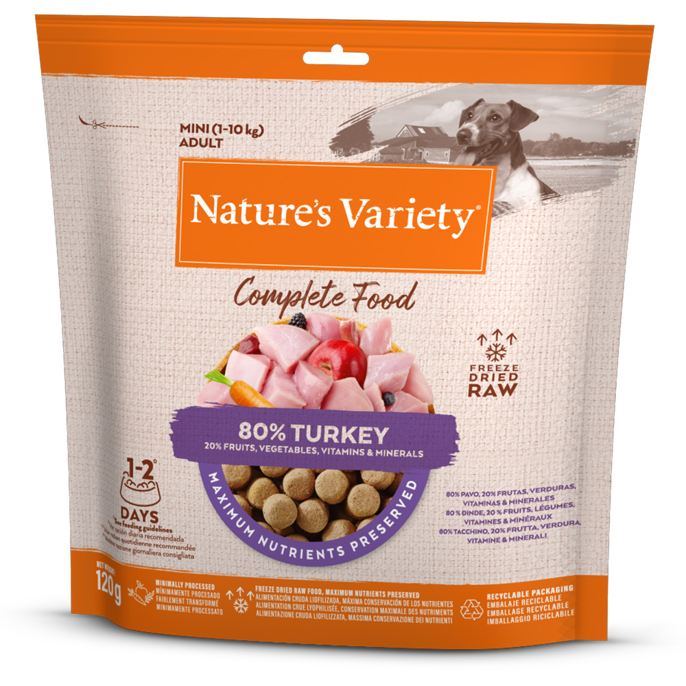 2 + 1 gratis! 3 x Nature's Variety Snacks - 3 x 120 g Gefriergetrocknetes Alleinfutter Truthahn von Nature’s Variety