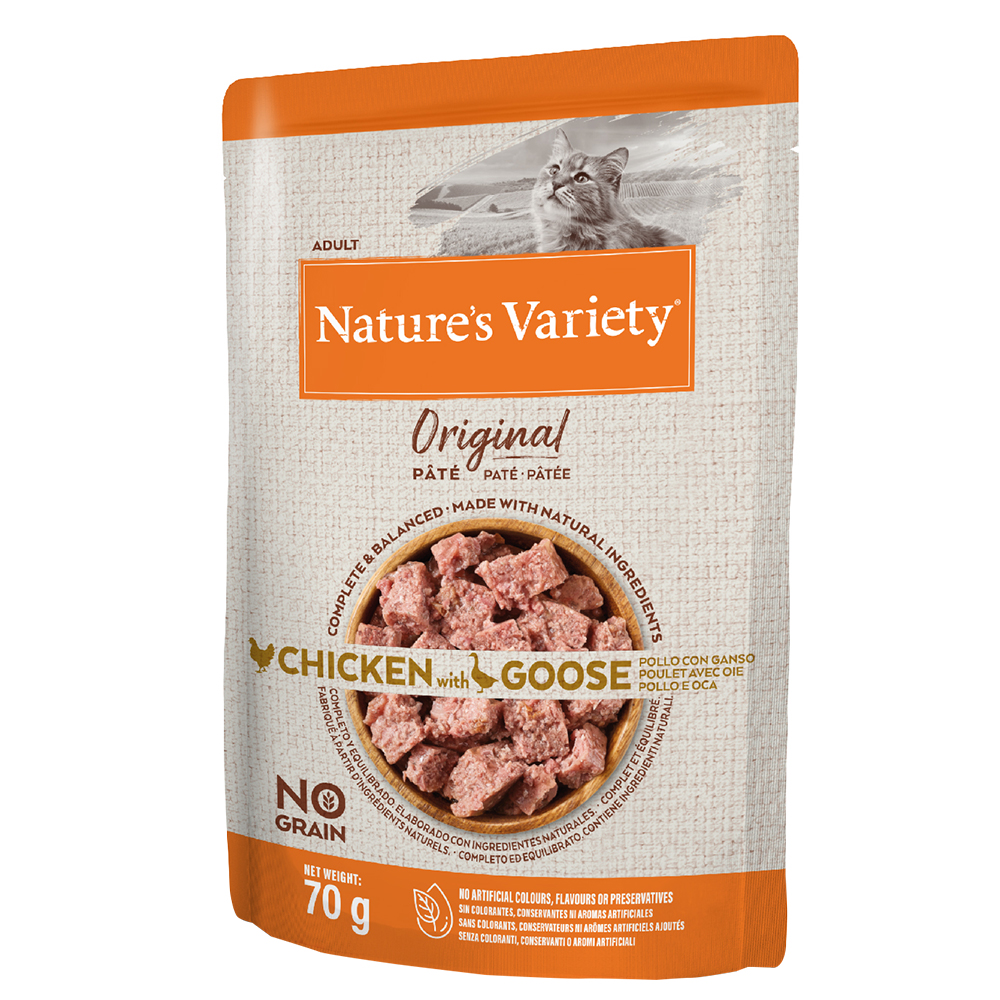 38 + 10 gratis! 48 x 70 g / 85 g Nature's Variety - 48 x 70 g Original Paté No Grain: Huhn und Gans von Nature’s Variety