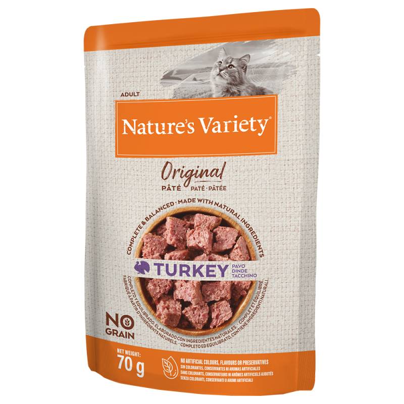 38 + 10 gratis! 48 x 70 g / 85 g Nature's Variety - 48 x 70 g Original Paté No Grain: Truthahn von Nature’s Variety