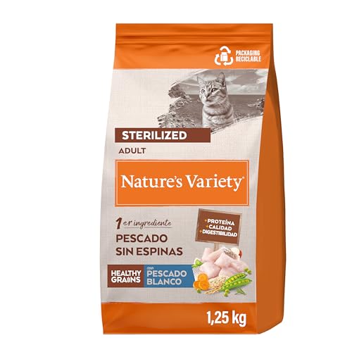 Nature's Variety Healthy Grains – Futter für sterilisierte Katzen, Erwachsene mit Weißfisch, ohne Dornen, 1,25 kg von Nature's Variety