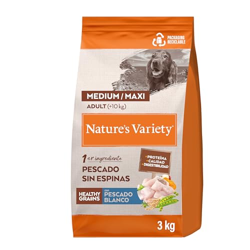 Nature's Variety Healthy Grains Medium & Maxi Hundefutter für Erwachsene, mit Weißfisch, ohne Dornen, 3 kg von Nature's Variety