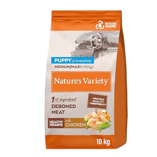 Nature's Variety Healthy Grains Medium & Maxi Junior Hundefutter mit Huhn ohne Knochen, 10 kg von Nature's Variety