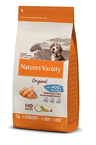 Nature's Variety Original No Grain Hundefutter Junior Aller Größen, getreidefrei, mit achsenfreiem Lachs, 2 kg von Nature's Variety