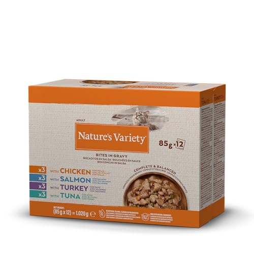 Nature's Variety Snacks in Sauce, Nassfutter für Katzen, Verschiedene Geschmacksrichtungen, 12 x 85 g von Nature's Variety