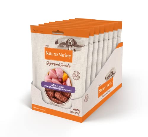 Nature's Variety Superfoods – Snacks für ausgewachsene Hunde mit Pute und Kürbis, 85 g x 8 von Nature's Variety