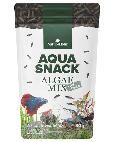 NatureHolic AquaSnack AlgaeMix Sticks | hochwertiges Zusatzfutter fürs Aquarium | für Intensive Färbung der Aquarienbewohnern | Futter für Garnelen, Krebse, Krabben, Aquarienschnecken & Zierfische von NatureHolic