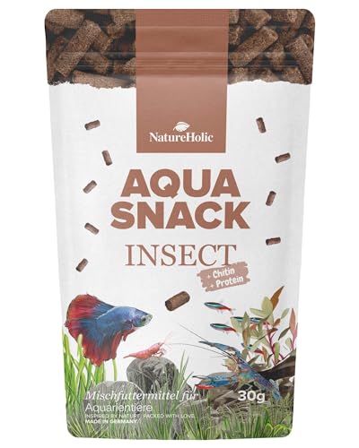 NatureHolic AquaSnack Insect Sticks | Hochwertiges Zusatzfutter fürs Aquarium | Insekten Leckerlis reich an Proteinen | Futter für Garnelen, Krebse, Krabben, Aquarienschnecken & Zierfische | 30g von NatureHolic