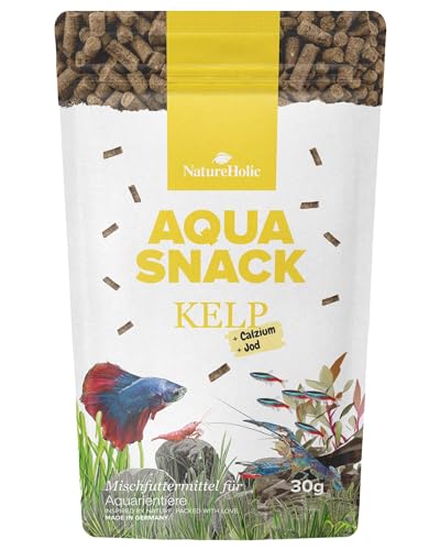 NatureHolic AquaSnack Kelp Sticks | hochwertiges Zusatzfutter fürs Aquarium | Rein Pflanzliches Futter für Garnelen, Krebse, Krabben, Aquarienschnecken & Zierfische von NatureHolic