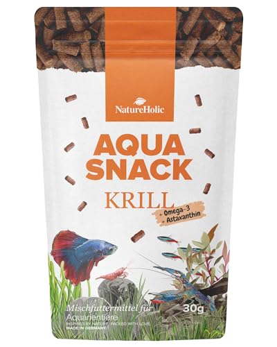 NatureHolic AquaSnack Krill Sticks | Hochwertiges Zusatzfutter fürs Aquarium | Krill Leckerlis reich an Proteinen | Futter für Garnelen, Krebse, Krabben, Aquarienschnecken & Zierfische | 30g von NatureHolic