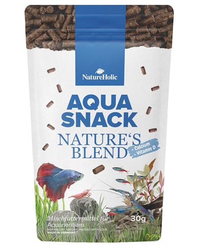 NatureHolic AquaSnack Nature´s Blend Sticks | Hochwertiges Zusatzfutter fürs Aquarium | Proteinhaltiges Futter für Garnelen, Krebse, Krabben, Aquarienschnecken & Zierfische | 30g von NatureHolic