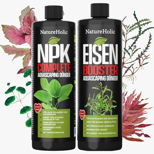 NatureHolic Aquarium Dünger Sorglospaket | All-in-One-Lösung für prächtige Pflanzen – Komplettdünger, Nichts weiter nötig! Farbbooster für Deine Wasserpflanzen | 2X 250ml von NatureHolic