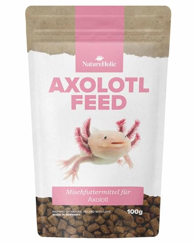 NatureHolic AxolotlFeed | Spezialfutter für Axolotl im Aquarium | Hauptfutter mit hochwertigen Inhaltsstoffen | Schutz vor Mikroverletzungen im Maul durch softe Konsistenz | 100 g von NatureHolic