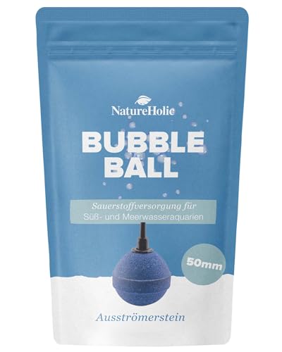 NatureHolic Bubble Ball | Aquarium Luftausströmer Kugel | Ausströmerstein Sprudelstein Sauerstoffversorgung Sauerstoffstein Sprudler Belüftung für Aquarien & Teich | 50 mm - für 4/6 mm Luftschlauch von NatureHolic