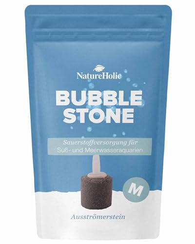 NatureHolic Bubble Stone | Ausströmerstein für optimale Sauerstoffversorgung im Aquarium | Aquarien Belüftung Sprudelstein Sauerstoffversorgung Luftstein | M - 2,5 x 2,5 cm von NatureHolic