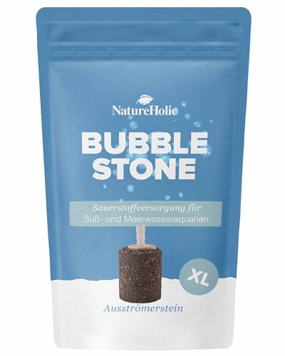 NatureHolic Bubble Stone | Ausströmerstein für optimale Sauerstoffversorgung im Aquarium | Aquarien Belüftung Sprudelstein Sauerstoffversorgung Luftstein | XL - 3,4 x 3,9 cm von NatureHolic