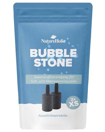 NatureHolic Bubble Stone | Ausströmerstein für optimale Sauerstoffversorgung im Aquarium | Aquarien Belüftung Sprudelstein Sauerstoffversorgung Luftstein | XS - 1,5 x 2,5 cm von NatureHolic