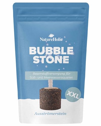 NatureHolic Bubble Stone | Ausströmerstein für optimale Sauerstoffversorgung im Aquarium | Aquarien Belüftung Sprudelstein Sauerstoffversorgung Luftstein | XXL - 4,5 x 4,5 cm von NatureHolic