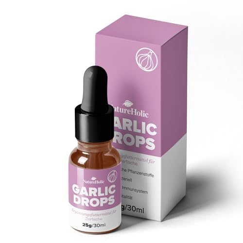 NatureHolic Garlic Drops | Fischfutter Zusatz | Für Fische im Süßwasser & Salzwasser Aquarium | Fördert Vitalität, Farben & Wohlbefinden | 30ml von NatureHolic