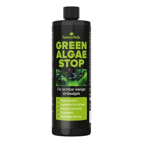 NatureHolic Green Algae Stop | Aquarium Algen Entferner | Natürliche Algenbekämpfung und Pflanzenstärkung | Effektiv gegen Grünalgen, Bartalgen, Pinselalgen & Grünalgen | 250 ml von NatureHolic