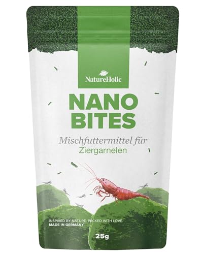 NatureHolic - Nano Bites - Garnelenfutter Aquarium - Basis Futter für tägliche Fütterung - geeignet für Adulte und Baby Garnelen - Hochwertige, natürliche Zutaten - 25g von NatureHolic