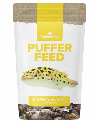 NatureHolic PufferFeed | hochwertiges Alleinfuttermittel für Kugelfische | natürliche & gefriergetrocknete Meeresschnecken | Reich an Proteinen | 30 g von NatureHolic