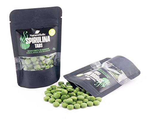 NatureHolic - Spirulina Tabs I Zusatzfutter für Wirbellos im Aquarium I mit Spirulina I hochwertige Eiweißquelle I Made in Germany I Ergänzungsfutter I 45g von NatureHolic