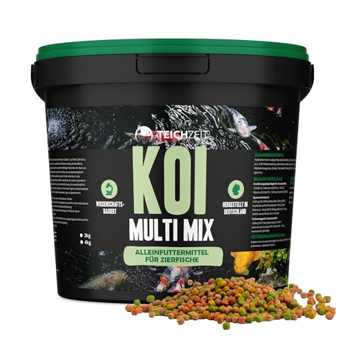 NatureHolic Teichzeit Koi Multi Mix | Fischfutter für Koi | Schwimmendes Teichfutter | Futter Pellets für Gartenteich Fische | 1 Liter von NatureHolic