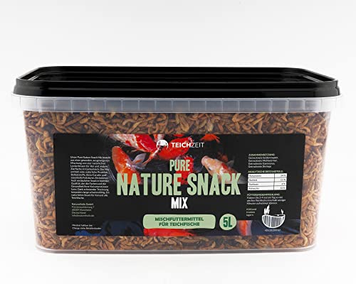 NatureHolic - Teichzeit Pure Nature Snacks - Mix I Teichfutter I 100% lange schwimmfähige Naturefutter I Fütterung für Koi und andere Teichfische I 5000 ml von NatureHolic