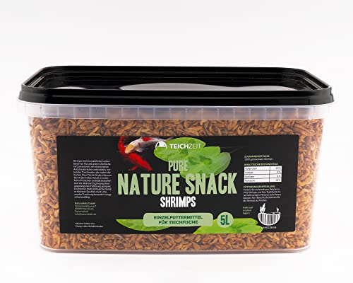 NatureHolic - Teichzeit Pure Nature Snacks - Shrimp I 100% Natur I 2-5 cm langen Garnelen I wertvolle Proteine I Für Koi und andere Teichfische I 5000 ml von NatureHolic