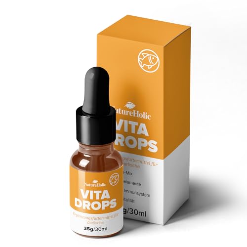 NatureHolic Vita Drops Fish | Fischfutter Zusatz | Wichtige Vitamine & Spurenelemente | Für Fische im Süßwasser & Meerwasser Aquarium | Fördert Vitalität & Wohlbefinden | 30ml von NatureHolic