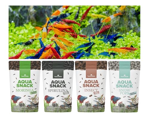 NatureHolic Zwerggarnelen Snackbundle | Natürliches Garnelenfutter für Garnelen im Aquarium | Zusatzfutter für Wachstum, Farbverstärkung & gesunde Häutung | Garnelen Futter für Caridina & Neocaridina von NatureHolic