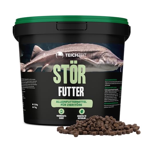 Teichzeit Störfutter | Premium Stör Futter | Sinkende Fischfutter Pallets 4,5 mm groß | Teichfutter für Stör im Gartenteich | Made in Germay | 3,5kg von NatureHolic