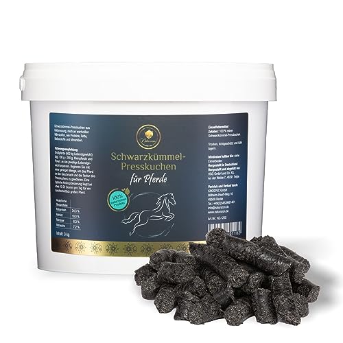 Naturezon® - Bio Schwarzkümmelkuchen Pellets für Pferde 3kg - 100% naturrein - Presskuchen ohne Melasse und Zusätze - Gesunde Leckerli für Pferde von Naturezon