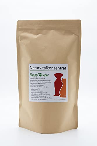 Naturpfötchen Naturvitalkonzentrat - natürliches Ergänzungsmittel mit hochwertigen Kräutern, Vitaminen, Ballaststoffen zur Unterstützung der Verdauungstätigkeit (1000g Beutel) von Naturpfötchen