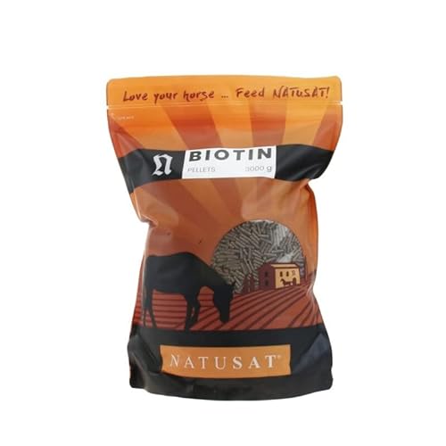Natusat Biotin Pellets 3 kg - Ergänzungsfutter für Pferde mit Biotin, Zink und Kupfer - Optimal für die Verbesserung des Hufwachstum - Versorgung bei Mauke, Fellwechsel und Hufproblemen von Natusat