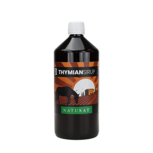 Natusat Thymiansirup 1000 ml - Beruhigt und löst den Schleim, Thymian Hustensaft Pferd mit Kräutern, Pferdefutter von Natusat