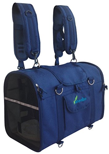 6-in-1 Stabiler Haustier-Rucksack, Front/Brustträger, Schulter & Handtasche, Autositzkiste, 2-Positionen für einfache Passform unter Flugzeugsitzen, Weiche Tiertransporttasche. Für Haustiere 36-41 cm von Natuvalle